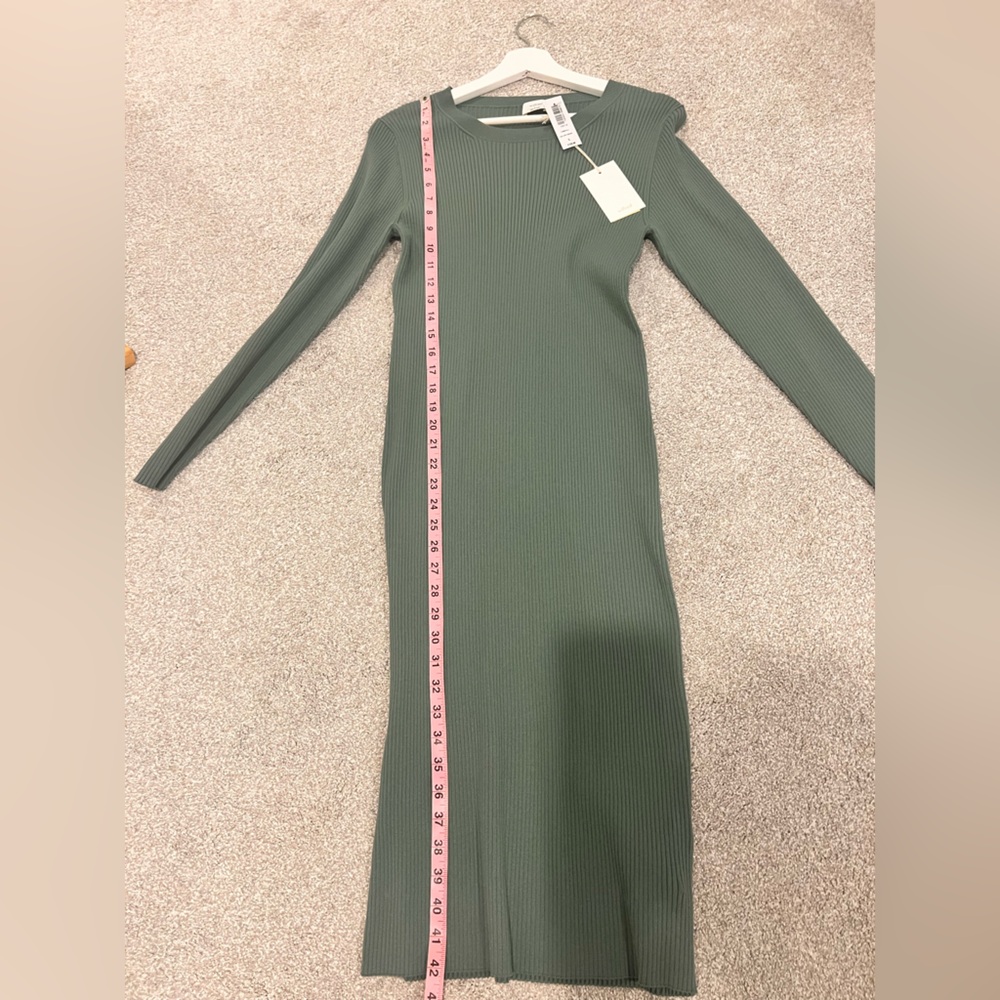 ARITZIA WILFRED Sage Green Ribbed Dress NWT! Size L - Picture 13 of 16